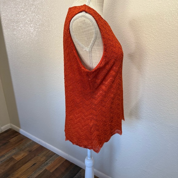 Calvin Klein Orange Chevron Sleeves Top - Size Large - Picture 5 of 14